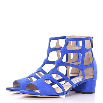 Jimmy Choo Suede Ren 35 Sandals 38 Cobalt 3 of 12