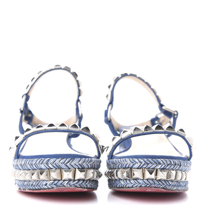 Christian Louboutin Veau Velours Cataclou 60 Platform Sandals 38 Blue 2 of 10