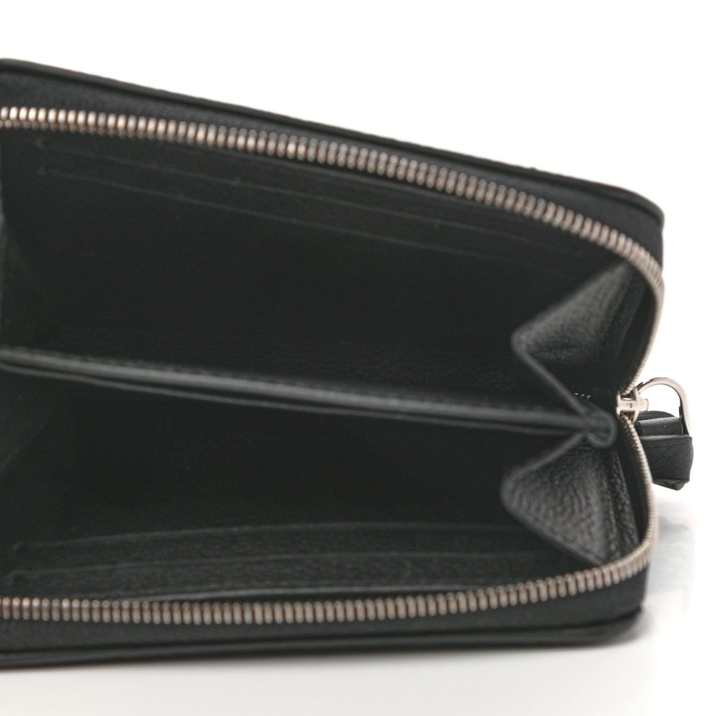 Calfskin Lockme Zippy Coin Purse Black