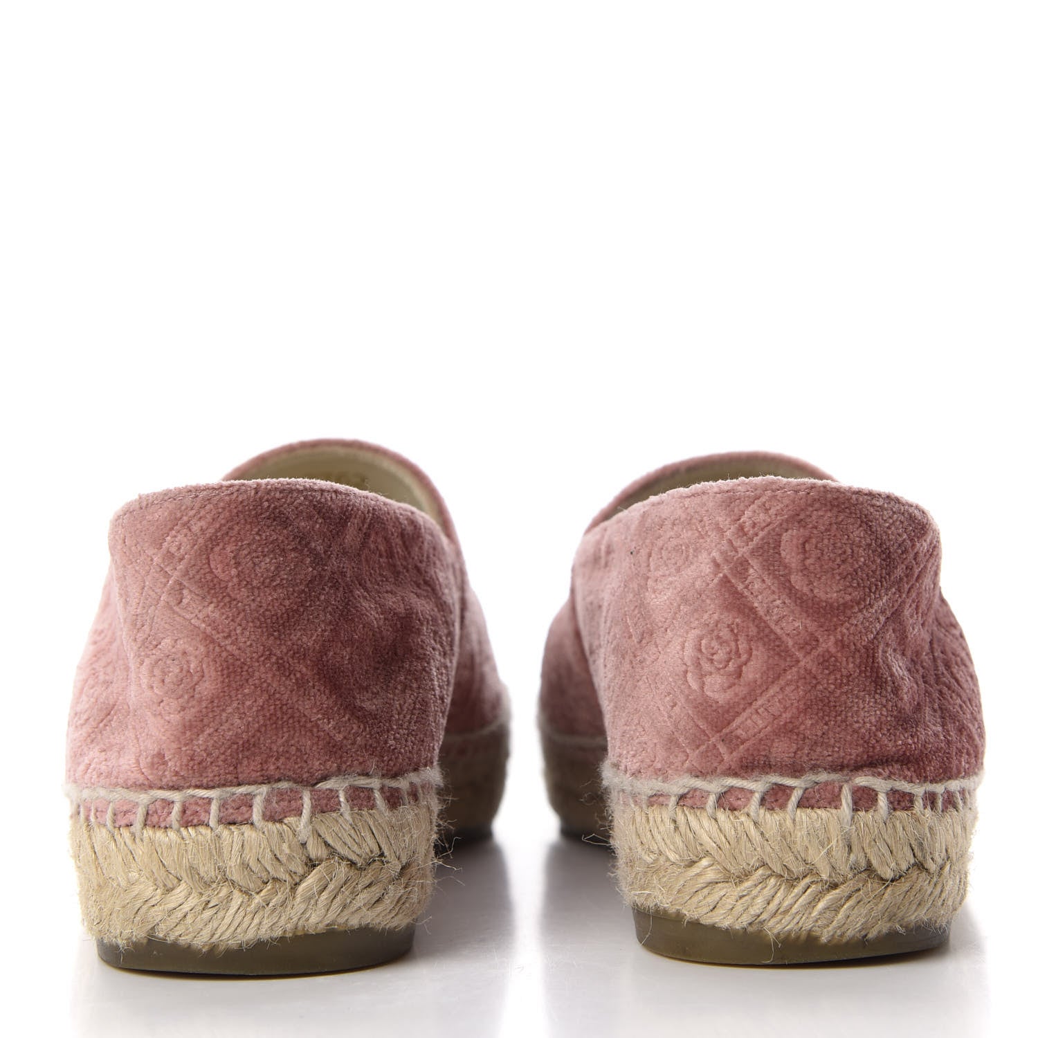 Chanel Velvet Grosgrain Quilted Camellia CC Espadrilles 37 Pink Black 6 of 12
