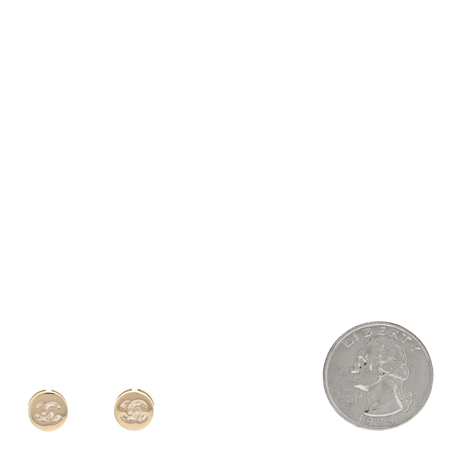 Chanel Metal Crystal CC Round Earrings Gold 2 of 5