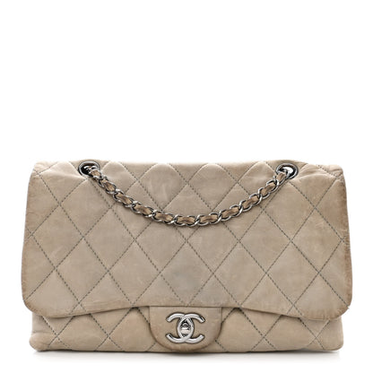 Chanel Lambskin Quilted Jumbo Chanel 3 Flap Light Grey 1 of 22