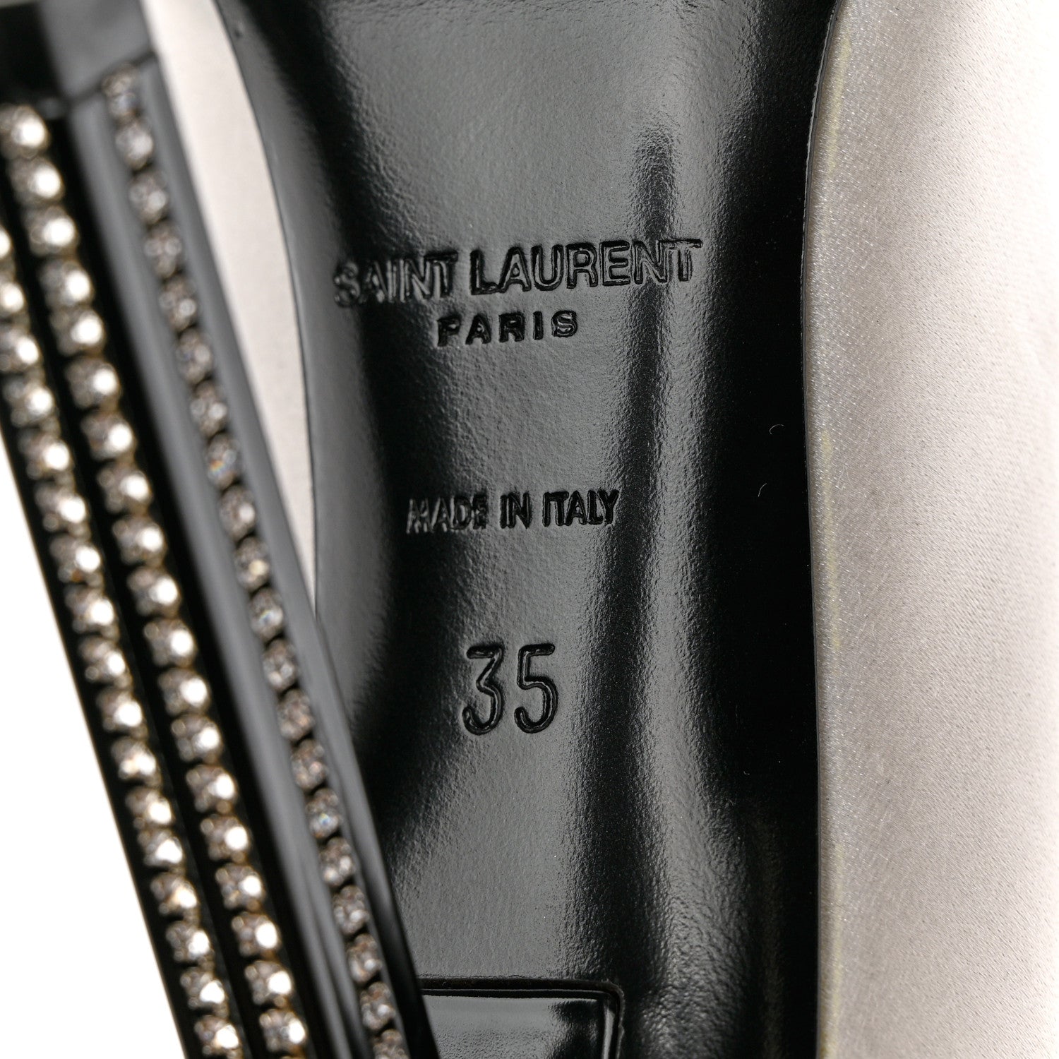 Saint Laurent Satin Crystal Embellished Tower 110 Pump 35 White 7 of 13