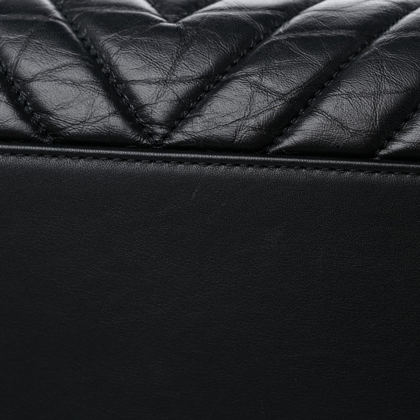 Calfskin Chevron Quilted Medium Coco Handle Flap Black