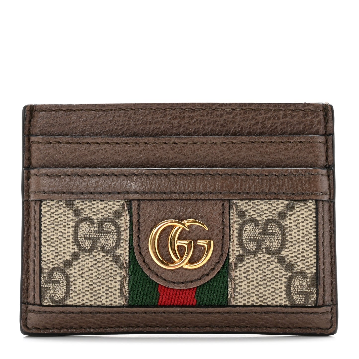 GG Supreme Monogram Ophidia Card Holder Brown