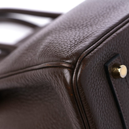 Hermes Taurillon Clemence Birkin 35 Chocolate 9 of 14