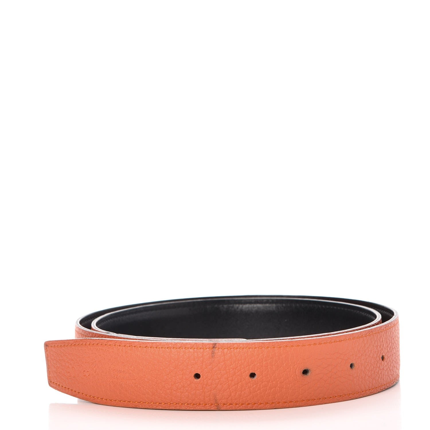 Hermes Box Togo 32mm Belt Strap 90 Black Orange 1 of 8