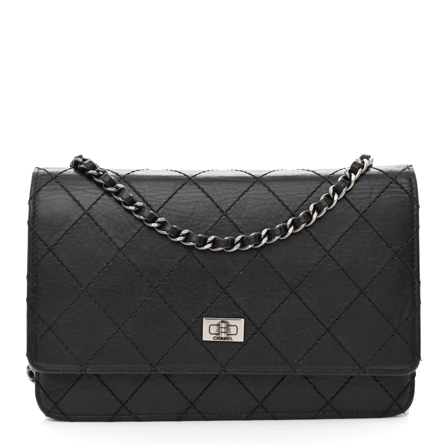Chanel Calfskin Quilted Reissue Wallet On Chain WOC Black 1 of 12