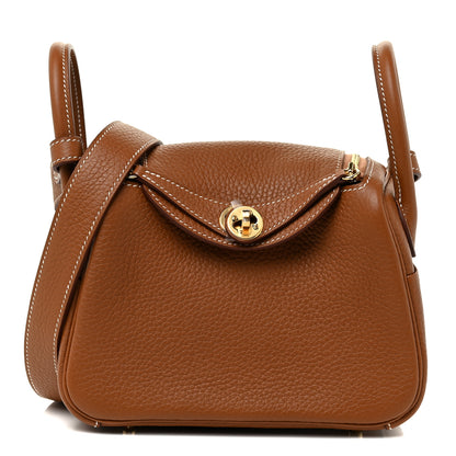 Hermes Taurillon Clemence Mini Lindy 20 Gold 1 of 11