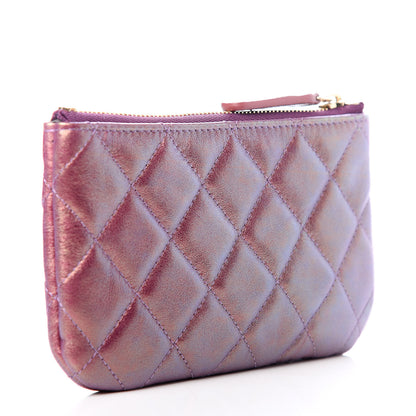 Chanel Iridescent Lambskin Quilted Small Cosmetic Case Purple 3 of 9