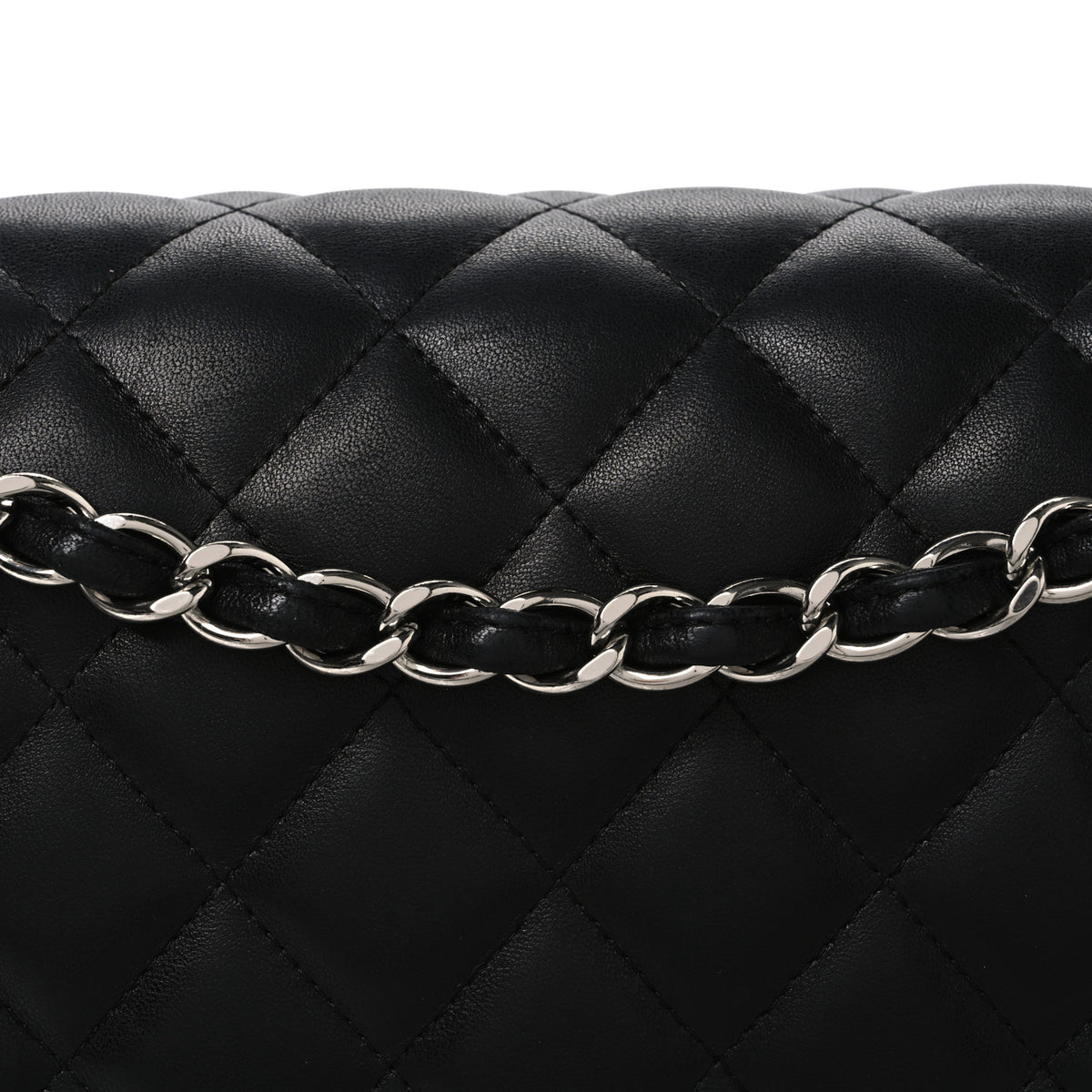 Lambskin Quilted Jumbo Double Flap Black