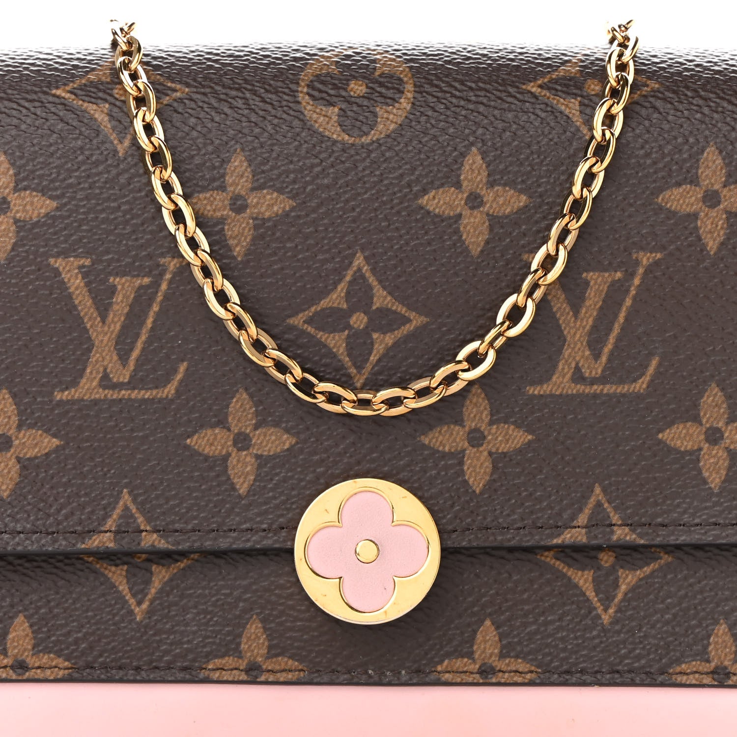 Louis Vuitton Monogram Flore Chain Wallet Rose Ballerine 7 of 9