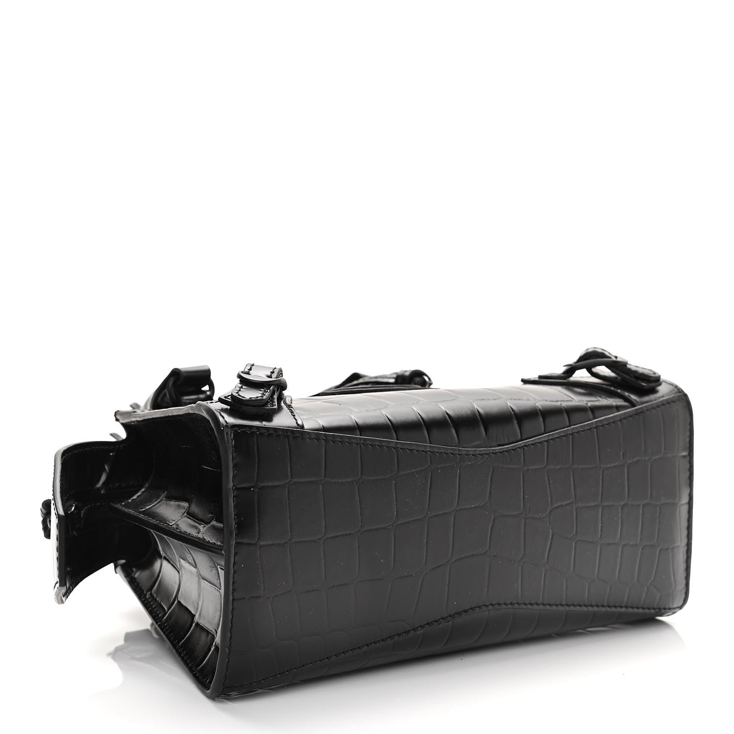 Balenciaga Semi Shiny Calfskin Crocodile Embossed Neo Classic Black Hardware Mini City Black 4 of 9