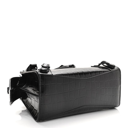 Balenciaga Semi Shiny Calfskin Crocodile Embossed Neo Classic Black Hardware Mini City Black 4 of 9