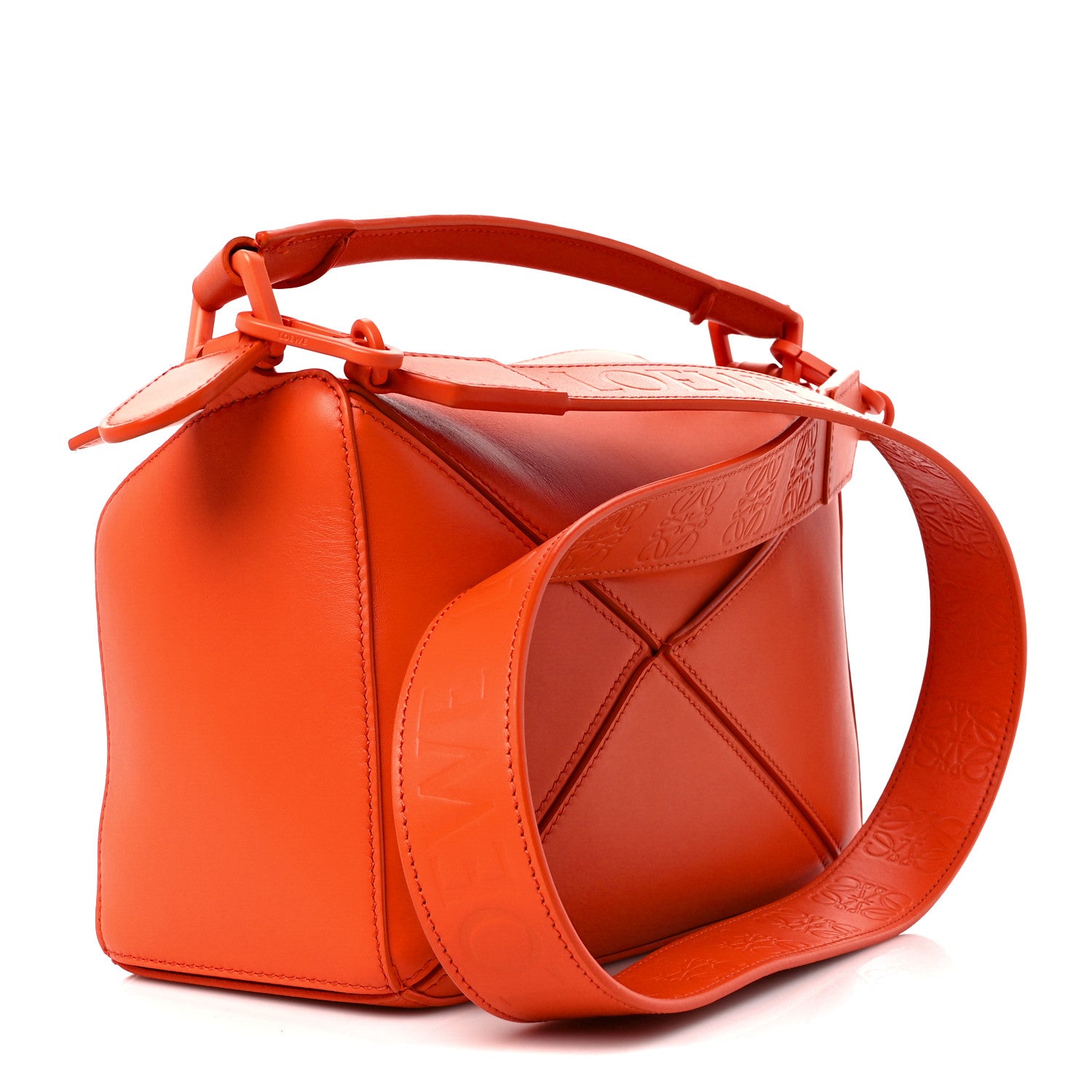 Loewe Satin Calfskin Small Puzzle Bag Orange 3 of 11