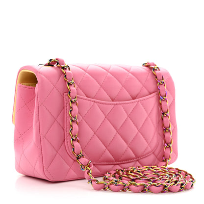 Chanel Lambskin Quilted Mini Rectangular Flap Pink Yellow 3 of 10