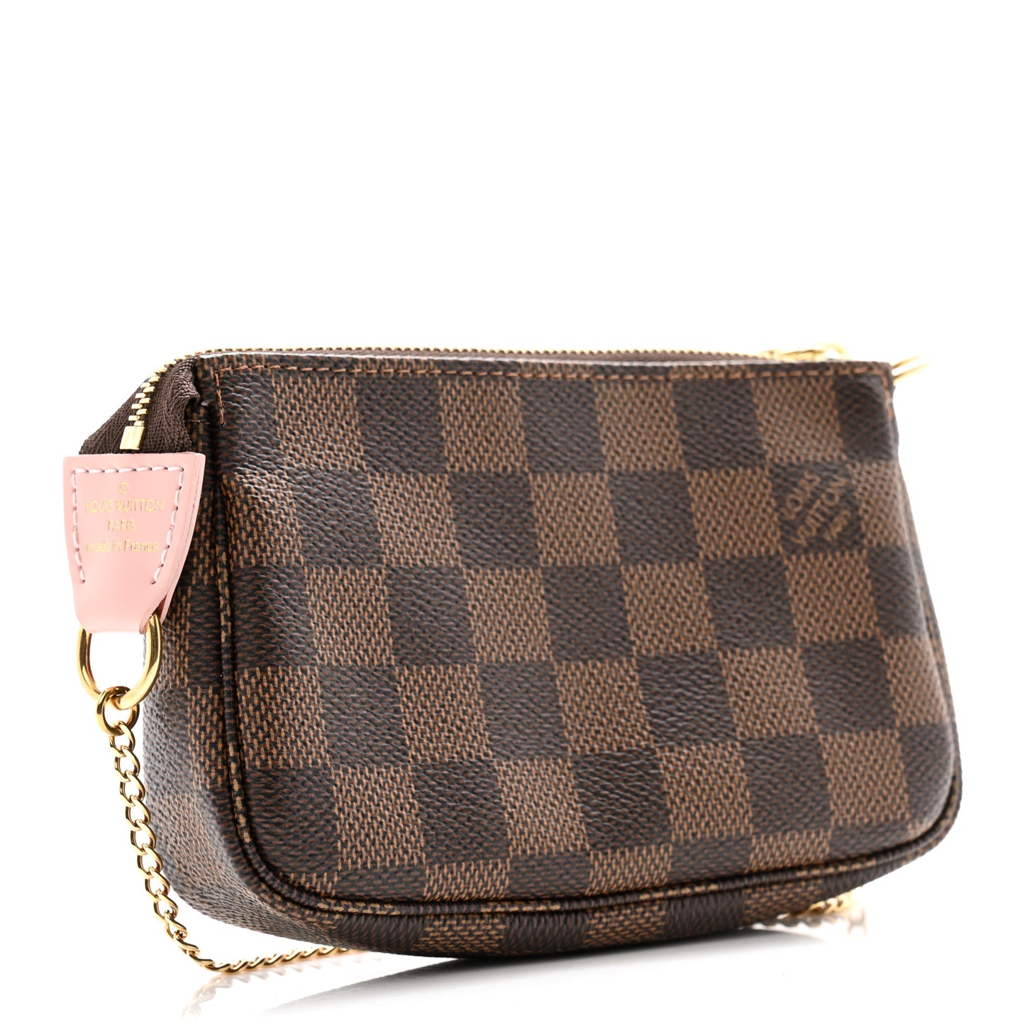 LOUIS VUITTON Damier Ebene 2020 Christmas Animation Big Wheel Mini Pochette Accessories Rose Ballerine
