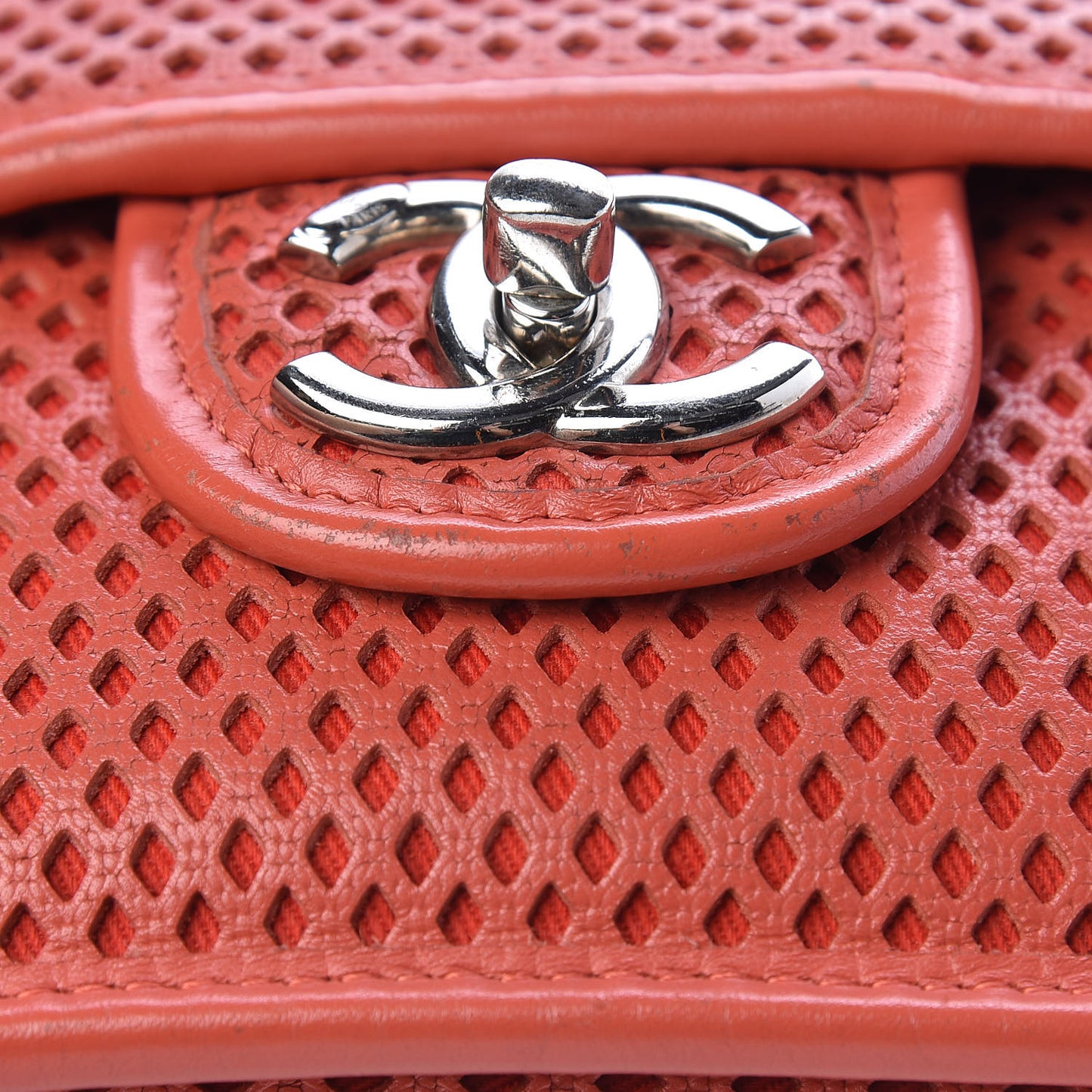 Perforated Calfskin Small Up In The Air Flap Red