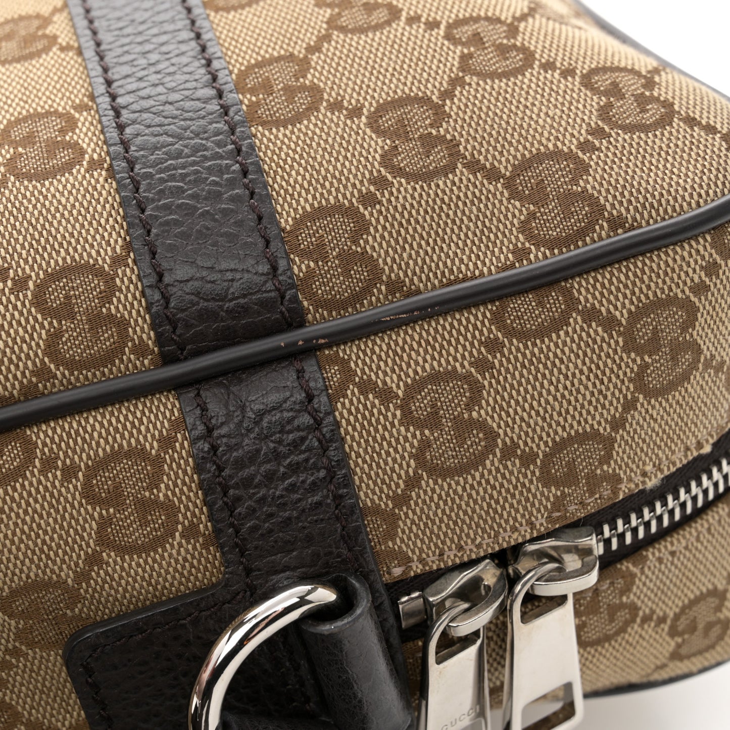 Monogram Dollar Calfskin Large Camera Case Beige Ebony Testa di Moro Marrone Scuro