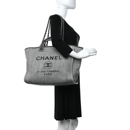 Chanel Canvas Large Deauville Tote Grey 2 of 11