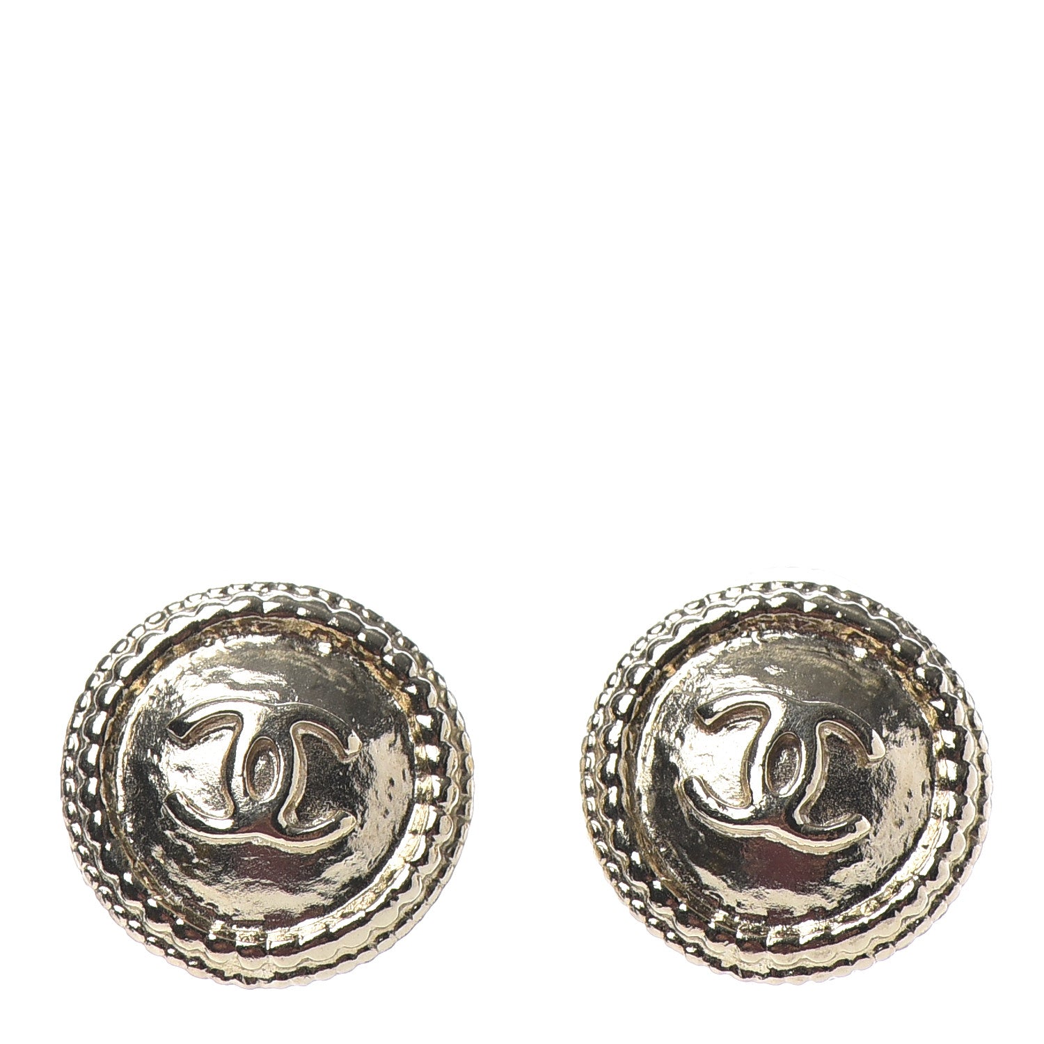 Chanel CC Button Earrings Gold 1 of 5
