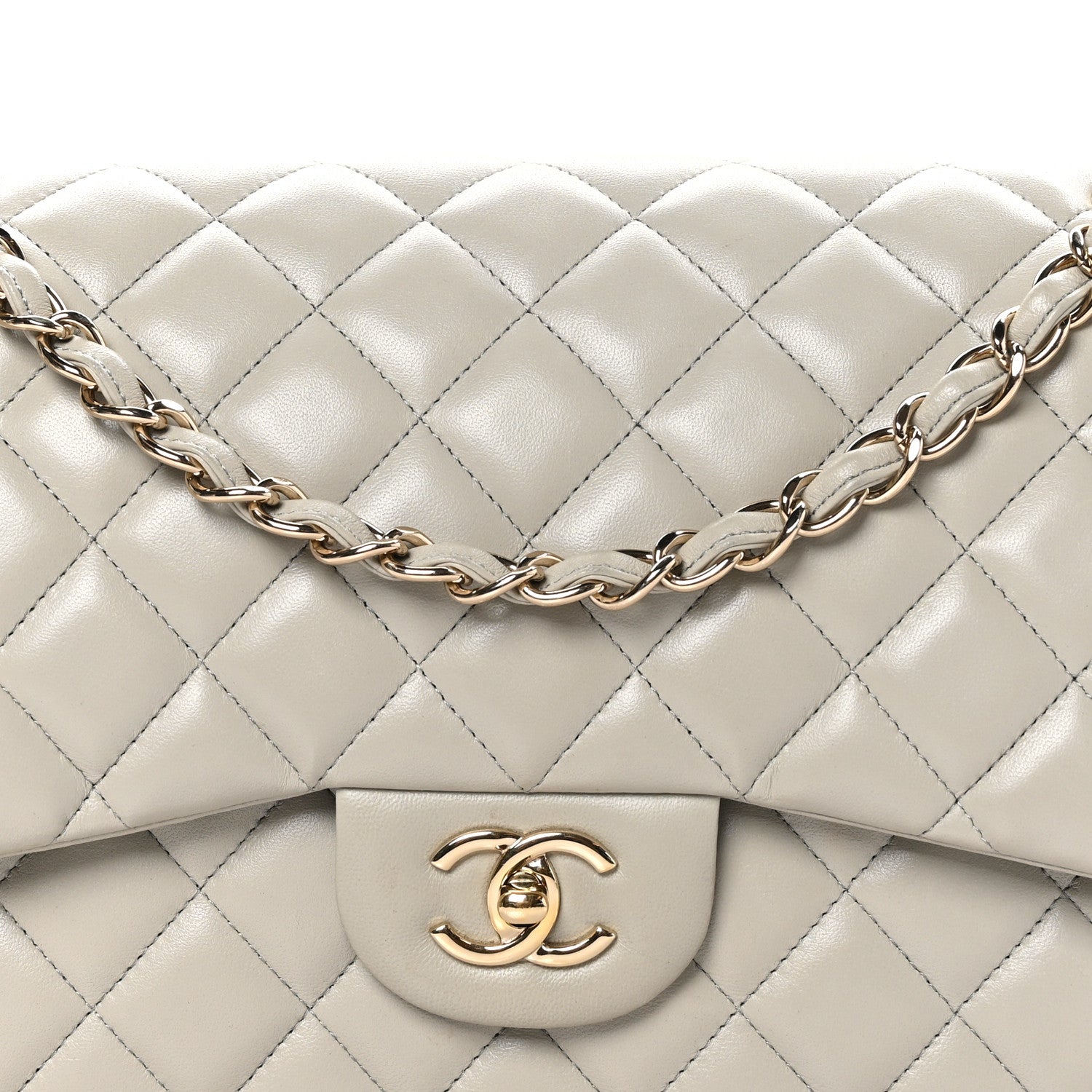 Chanel Lambskin Quilted Jumbo Double Flap Grey 8 of 12