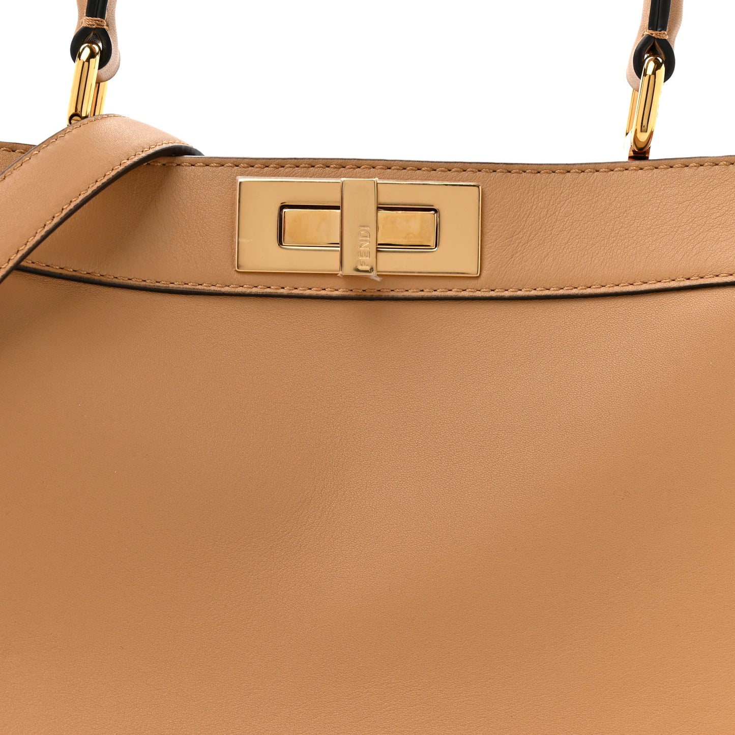Vitello Seta Nappa FF Striped Embossed Medium Peekaboo I SEE U Satchel Miele Scuro Multicolor