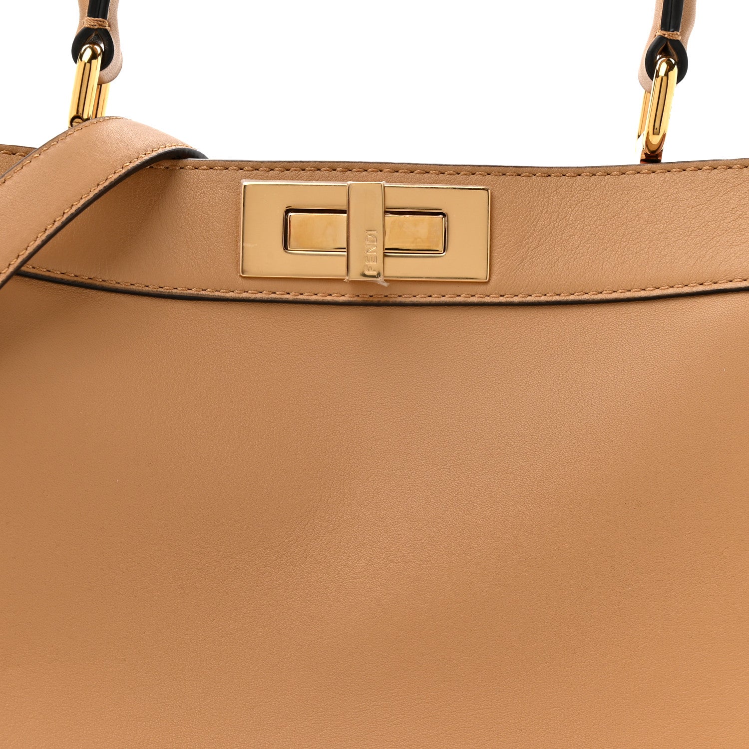 Fendi Vitello Seta Nappa FF Striped Embossed Medium Peekaboo I SEE U Satchel Miele Scuro Multicolor 10 of 16