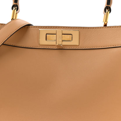 Fendi Vitello Seta Nappa FF Striped Embossed Medium Peekaboo I SEE U Satchel Miele Scuro Multicolor 10 of 16