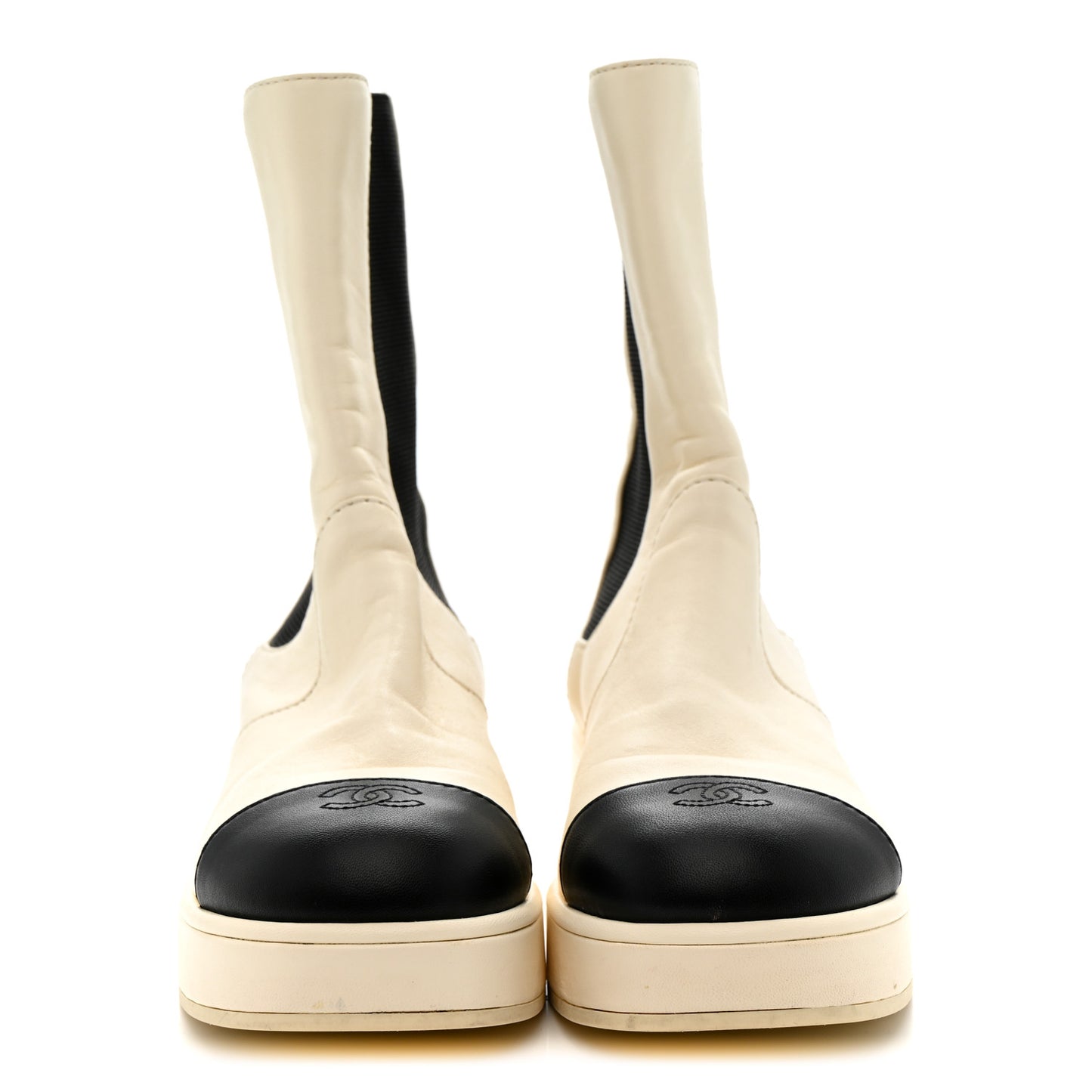 Cap Toe CC Ankle Boots 39.5 White Black