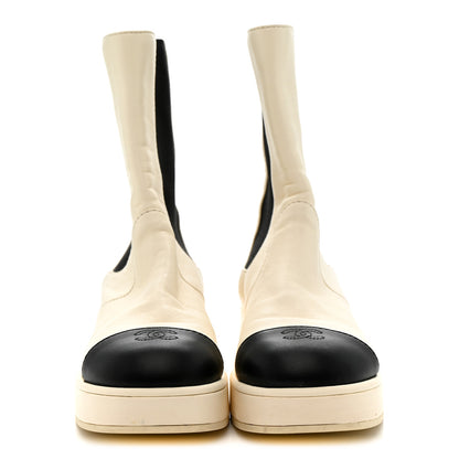 Chanel Cap Toe CC Ankle Boots 39.5 White Black 3 of 9