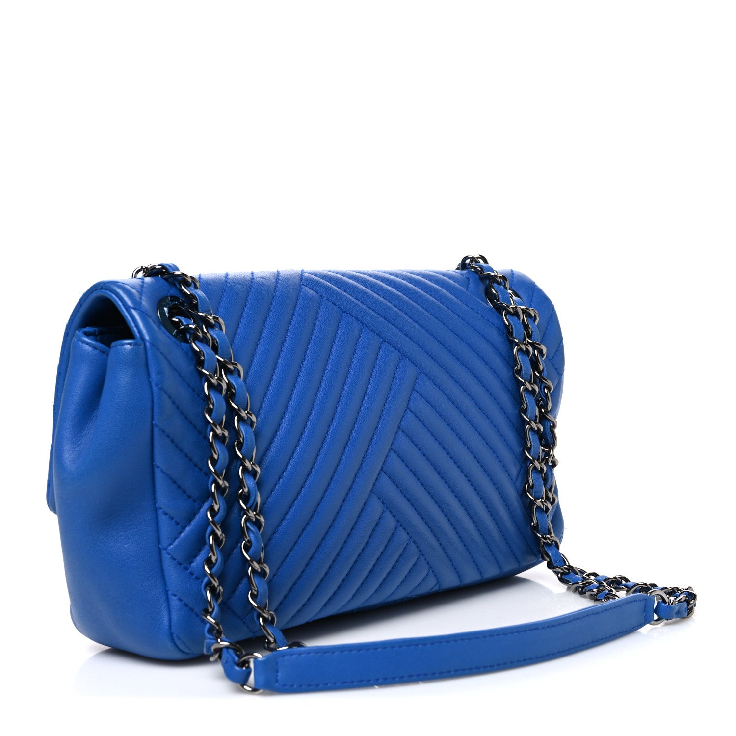 Chanel Lambskin Quilted Medium CC Crossing Flap Blue 2 of 9