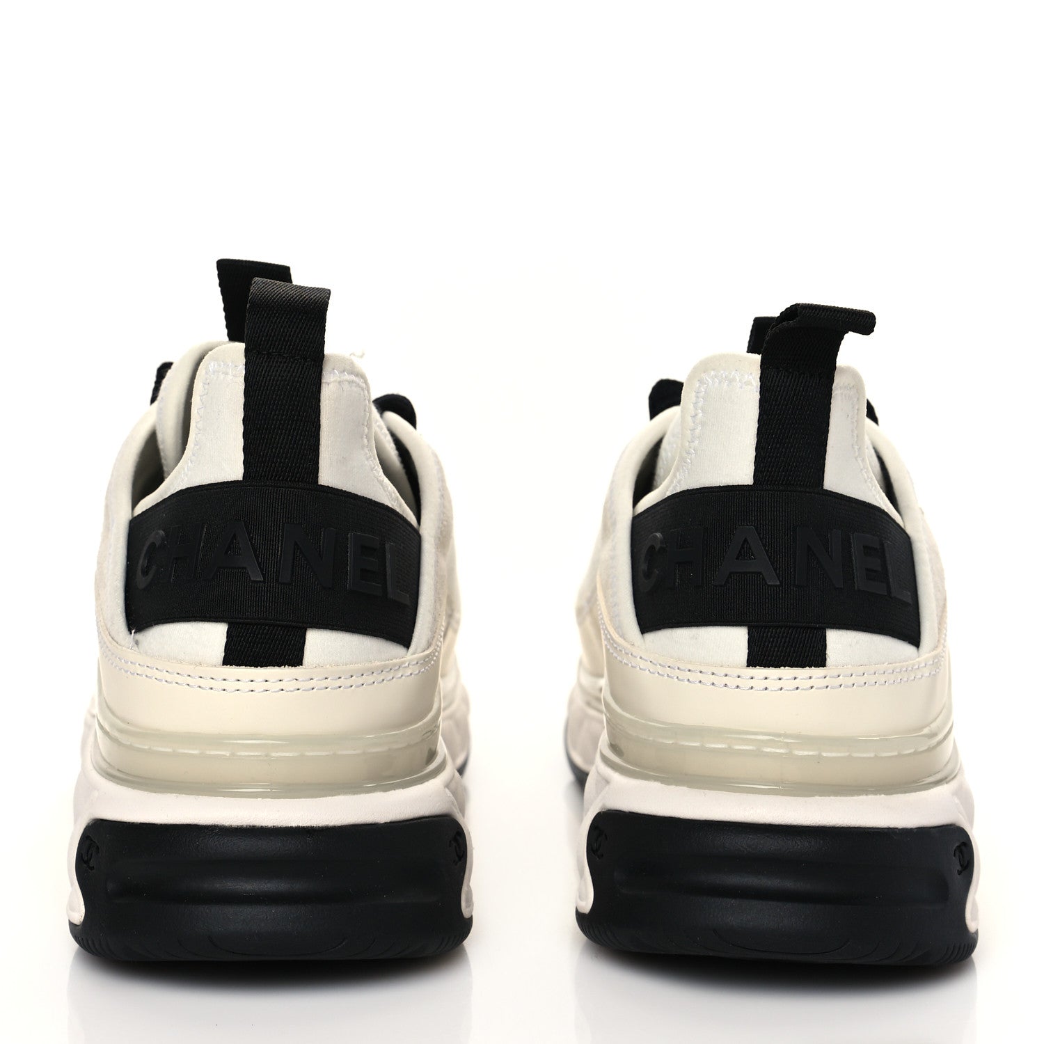 Chanel Velvet Calfskin Mixed Fibers CC Sneakers 38.5 Ivory Black 5 of 10