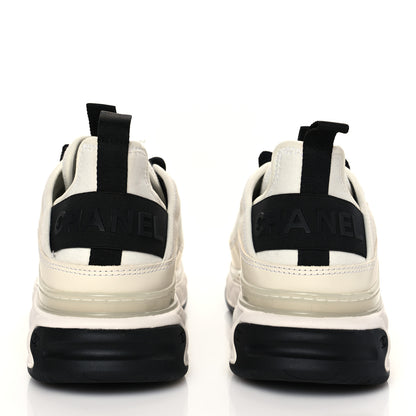 Chanel Velvet Calfskin Mixed Fibers CC Sneakers 38.5 Ivory Black 5 of 10