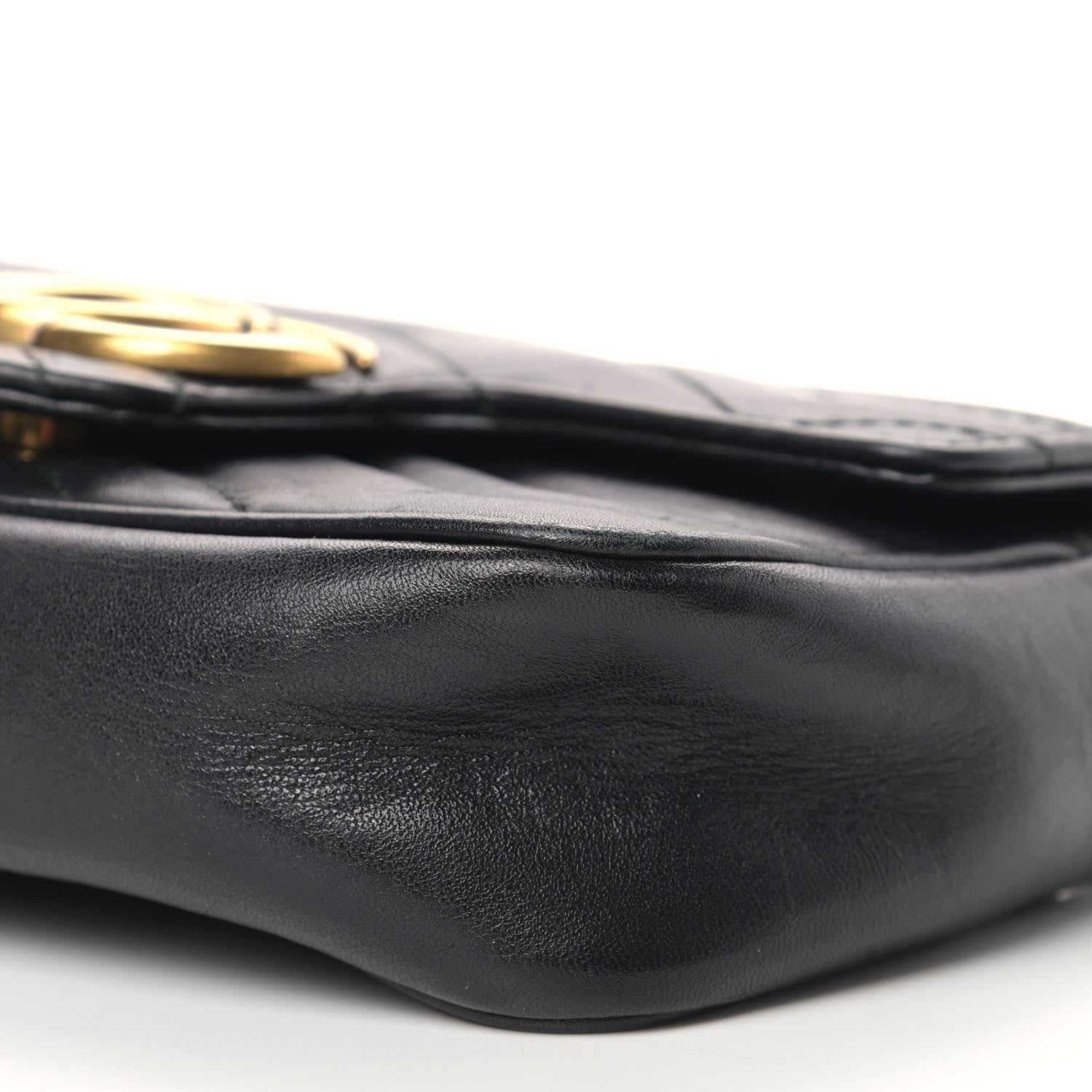 Gucci Calfskin Matelasse Super Mini GG Marmont Shoulder Bag Black 9 of 13