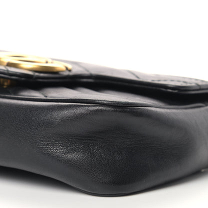 Gucci Calfskin Matelasse Super Mini GG Marmont Shoulder Bag Black 9 of 13