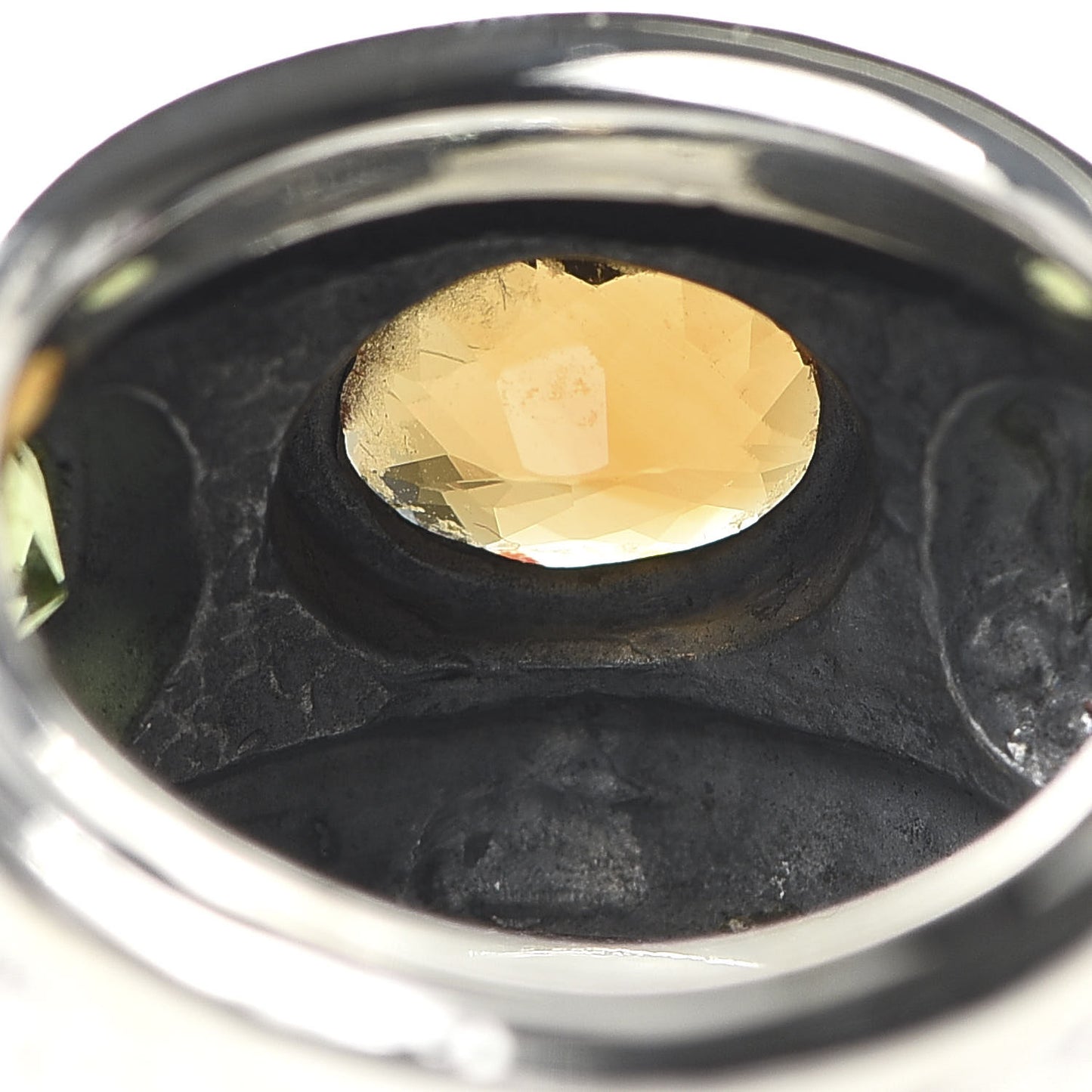 Sterling Silver 14K Yellow Gold Citrine Peridot 17mm Renaissance Ring 52 6