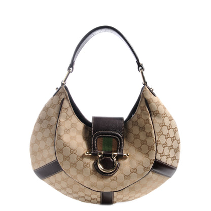 Gucci Monogram Horsebit Web Hobo Brown 1 of 7