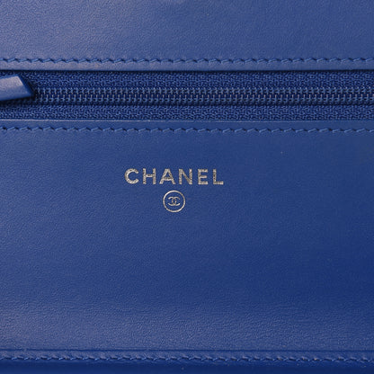 Chanel Patent Calfskin Quilted Boy Wallet On Chain WOC Dark Blue 6 of 12