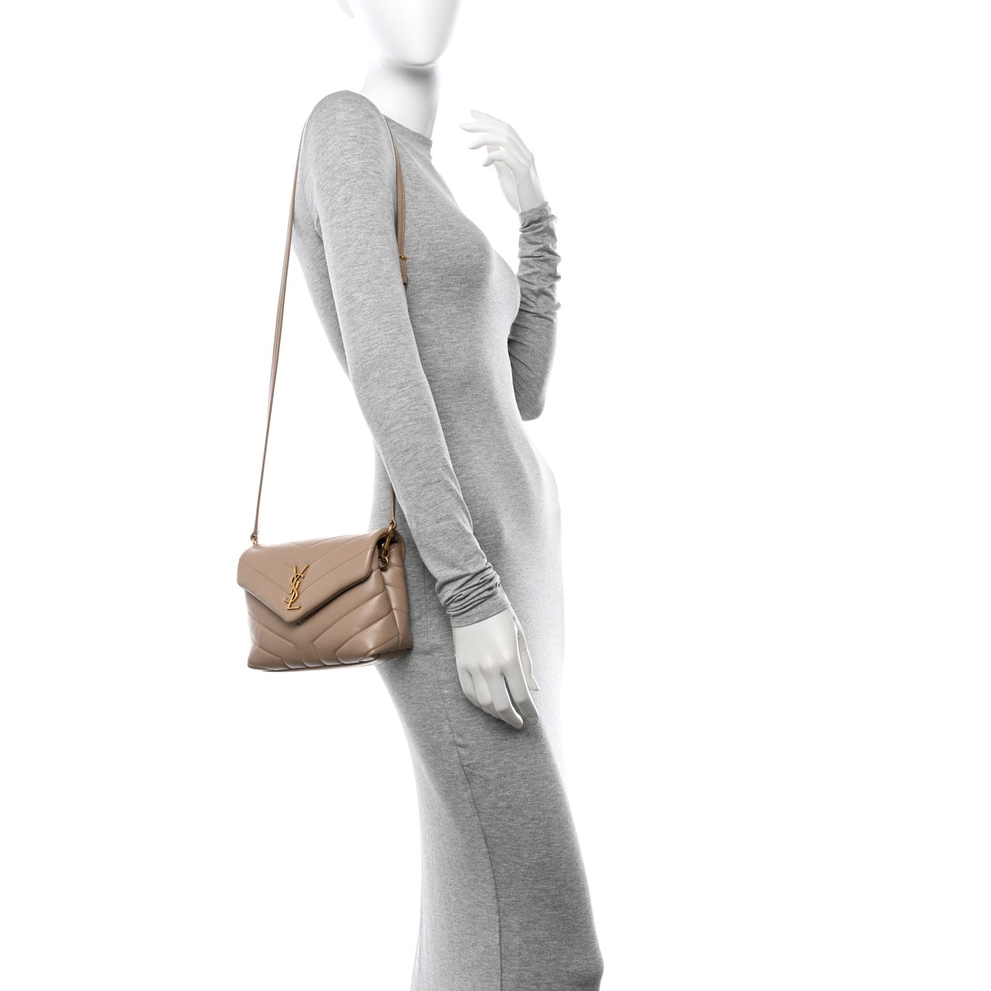 Calfskin Y Quilted Monogram Toy Loulou Crossbody Bag Dark Beige