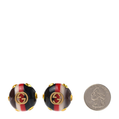 Gucci Resin Strass Vintage Web Stud Earrings Blue Red 2 of 4