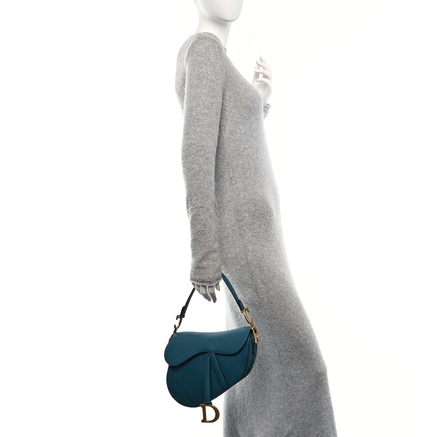 Grained Calfskin Saddle Bag Turquoise