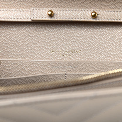 Saint Laurent Grain De Poudre Matelasse Chevron Monogram Chain Wallet Nude Powder 6 of 8
