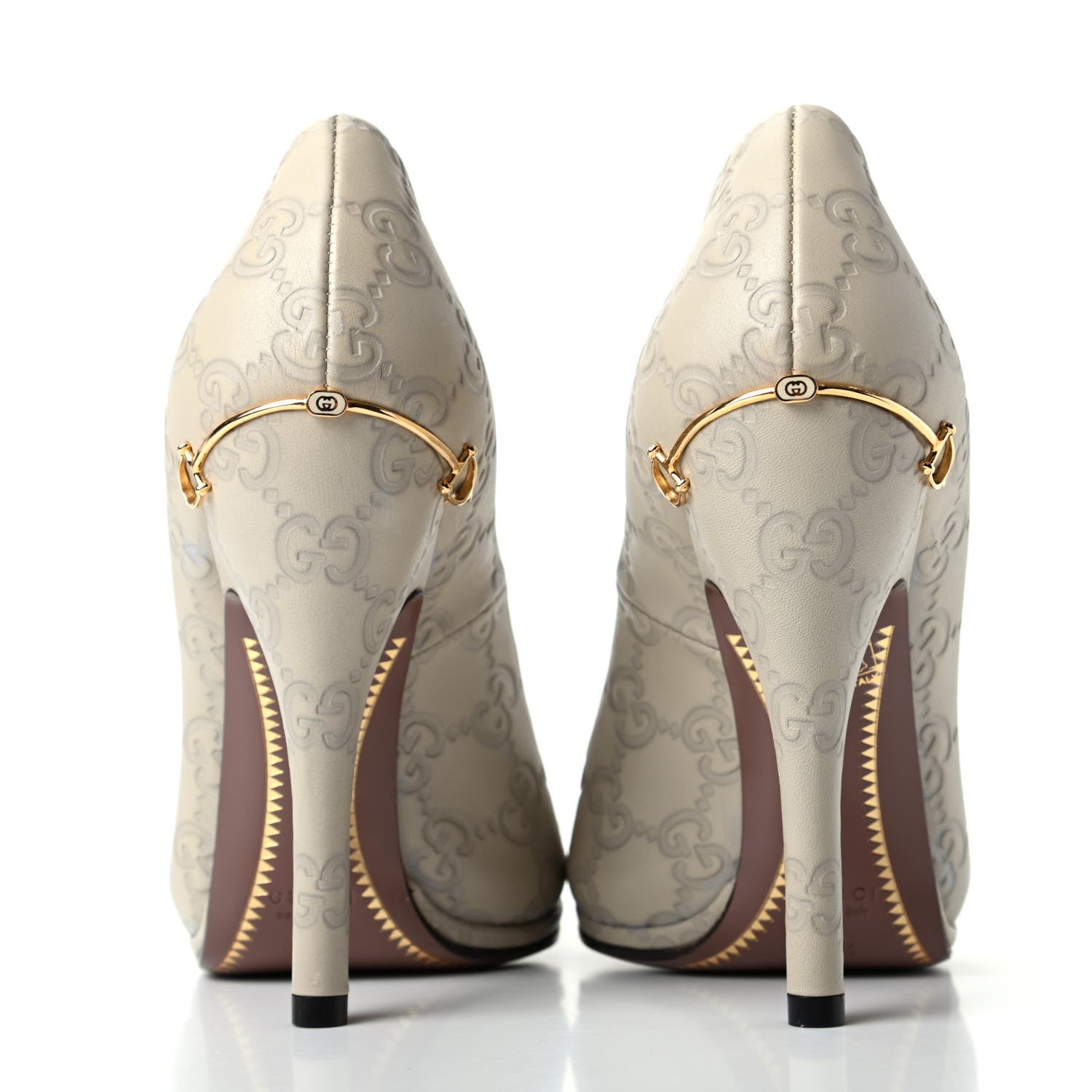Gucci Guccissima Peep Toe Pumps 35.5 Mystic White 7 of 11