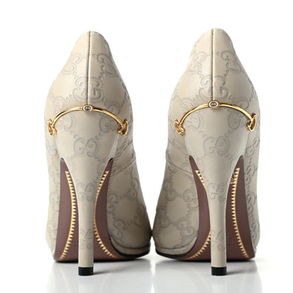 Gucci Guccissima Peep Toe Pumps 35.5 Mystic White 7 of 11