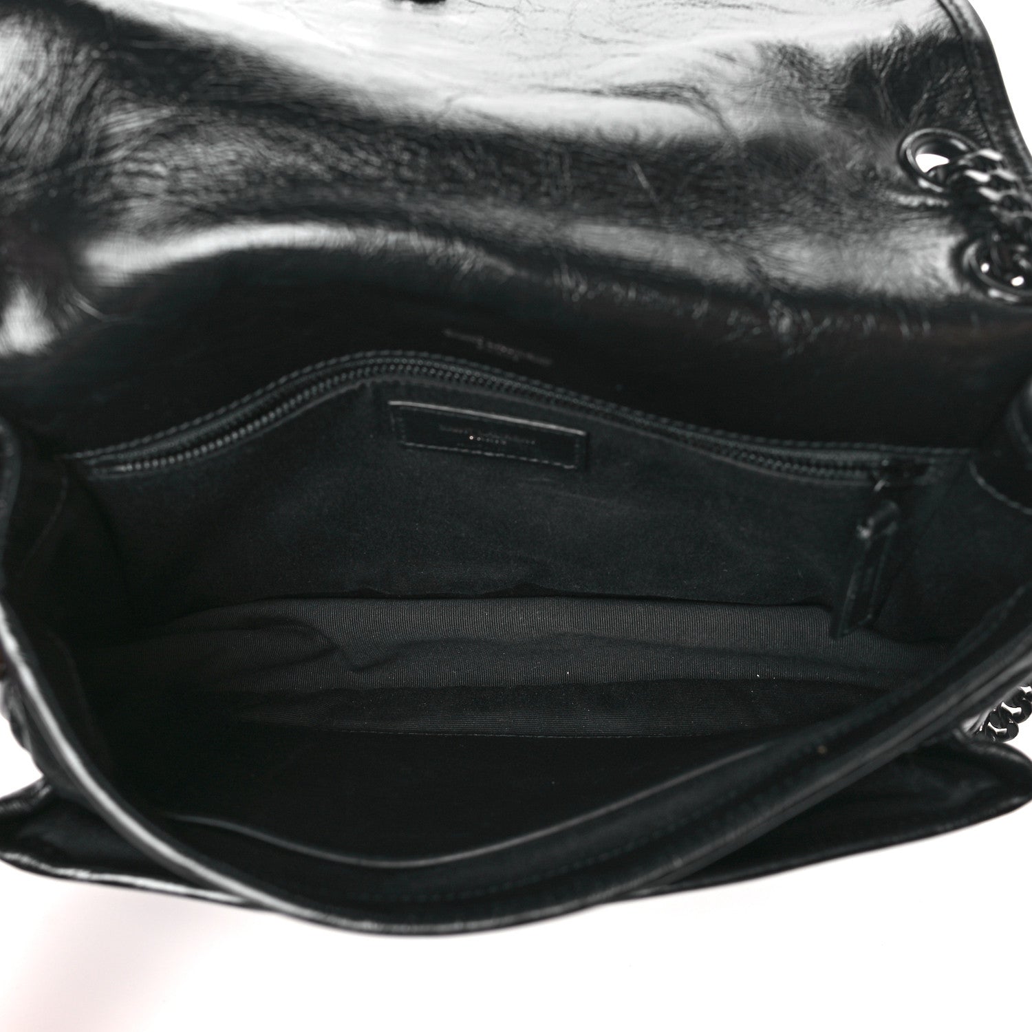 Saint Laurent Crinkled Calfskin Matelasse Monogram Medium Niki Chain Satchel Black 5 of 9