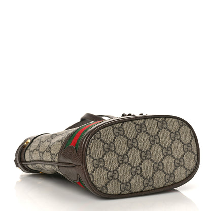 Gucci GG Supreme Monogram Web Mini Ophidia Bucket Bag Brown 4 of 9