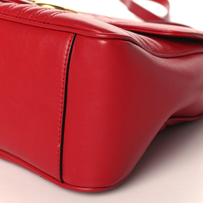 Gucci Calfskin Matelasse Small GG Marmont Top Handle Shoulder Bag Hibiscus Red 9 of 10
