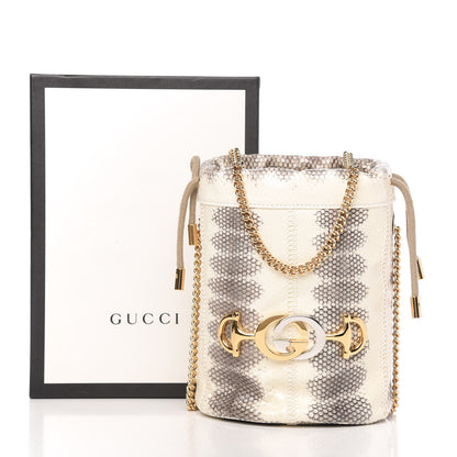 Gucci Snakeskin Mini Zumi Bucket Bag Grey 9 of 9