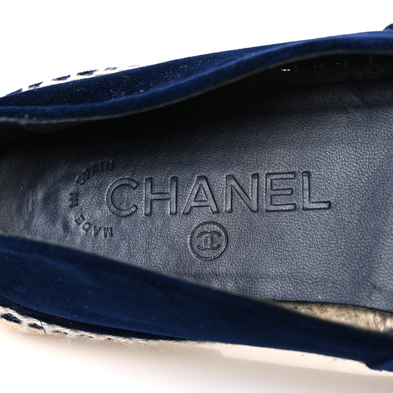 Chanel Velvet Logo Espadrilles 38 Navy Black 10 of 11